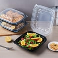 thumbnail image 3 of CIAO! 9"x9"x3" Polypropylene Black bottom with Clear Lid Hinged Container 1 Compartment Take Out Container, Microwavable, Recyclable and Reusable, (Case of 150), 3 of 9