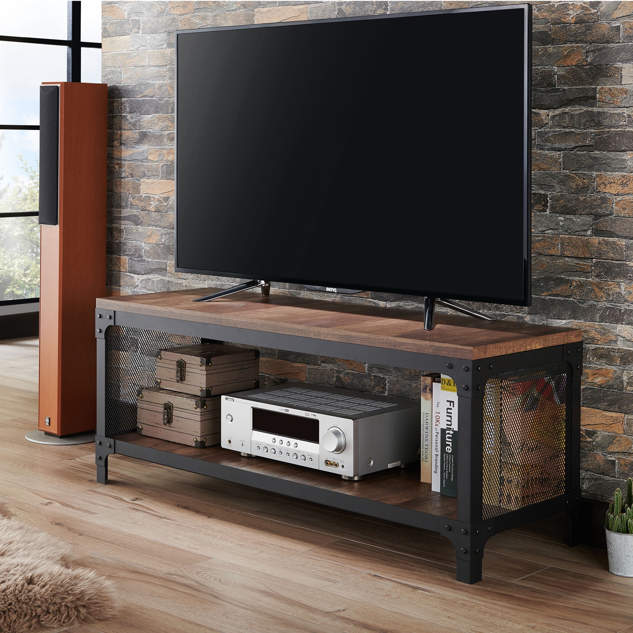Furniture of America Bonfa 1-Shelf Bench, Reclaimed Oak