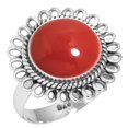 thumbnail image 1 of 925 Sterling Silver Ring For Women - Girls Red Stone Gemstone Silver Ring Size 9 October Birthstone Boho Silver Ring Size 9 Anniversary - Gift For Ladies Gemstone 925 Silver Jewelry, 1 of 5
