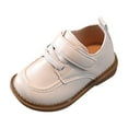 thumbnail image 2 of CUZIBR Toddler Baby Infant Sneakers Hook And Loop Solid Color Soft Leather Spring Walking Shoes Floor Sports Flat Soles Non-Slip Lightweight Comfortable Casual Footwear Dailywear,Beige,2-2.5 Years, 2 of 4