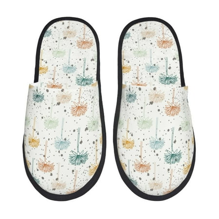 Balery Dandelion Slient Indoor Furry Fleece Comfort House Shoes Soft Non-Slip Home Shoes Cotton slippers House Slippers-- Medium