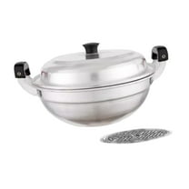 Kuntesetty Aluminum Steamer Steaming Cookware Bun Soup Pot Dumplings Steam Pot with Lid Silver 34cmx15cm