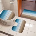 thumbnail image 4 of Blue Beige Brown Bath Mat 3 Piece Bathroom Rug Set, Country Retro Gradient Wooden Grain Non Slip Bath Rug Contour Mat and Toilet Lid Cover, Absorbent Shower Mats Soft Bath Rugs and Mats Sets, 4 of 8