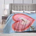 thumbnail image 6 of Blue Romantic Love Graffiti Throw Blanket, Anti-Pilling Ultra-Soft Micro Fleece Cover Blanket for Bed Sofa, for All Seasons, 80"x60", 6 of 9