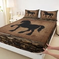 thumbnail image 3 of Homewish Horse Pattern Queen Sheet Sets,Rustic Western Farmhouse Flat Sheet,Black Brown Queen Fitted Sheet For Kids,Luxury Bedroom Decor,4 Pieces, 3 of 7