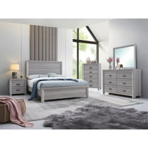 Contemporary Rustic Style 5Pc Full Size Panel Bed Gray Finish Wooden Storage Bedroom Set