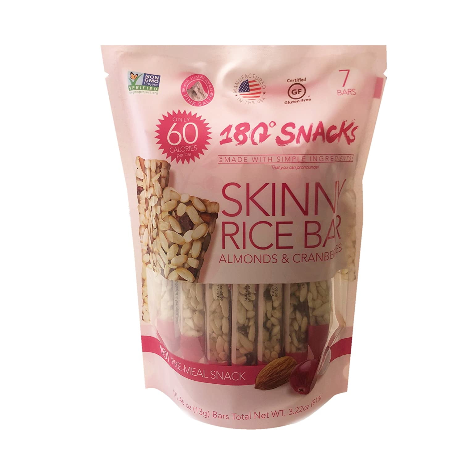 180 Snacks Skinny Rice Bar with Himalayan Salt 2 Variety Pack, Total 14 Bars