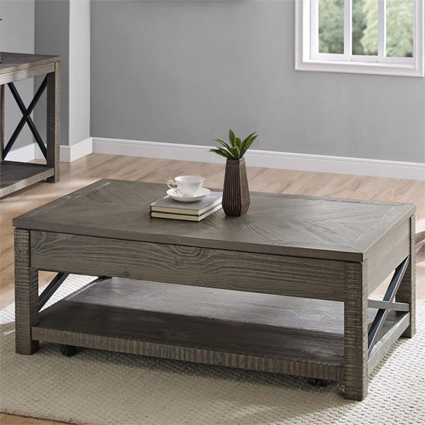 Dexter Distressed Driftwood Lift Top Cocktail Table Walmart Com Walmart Com