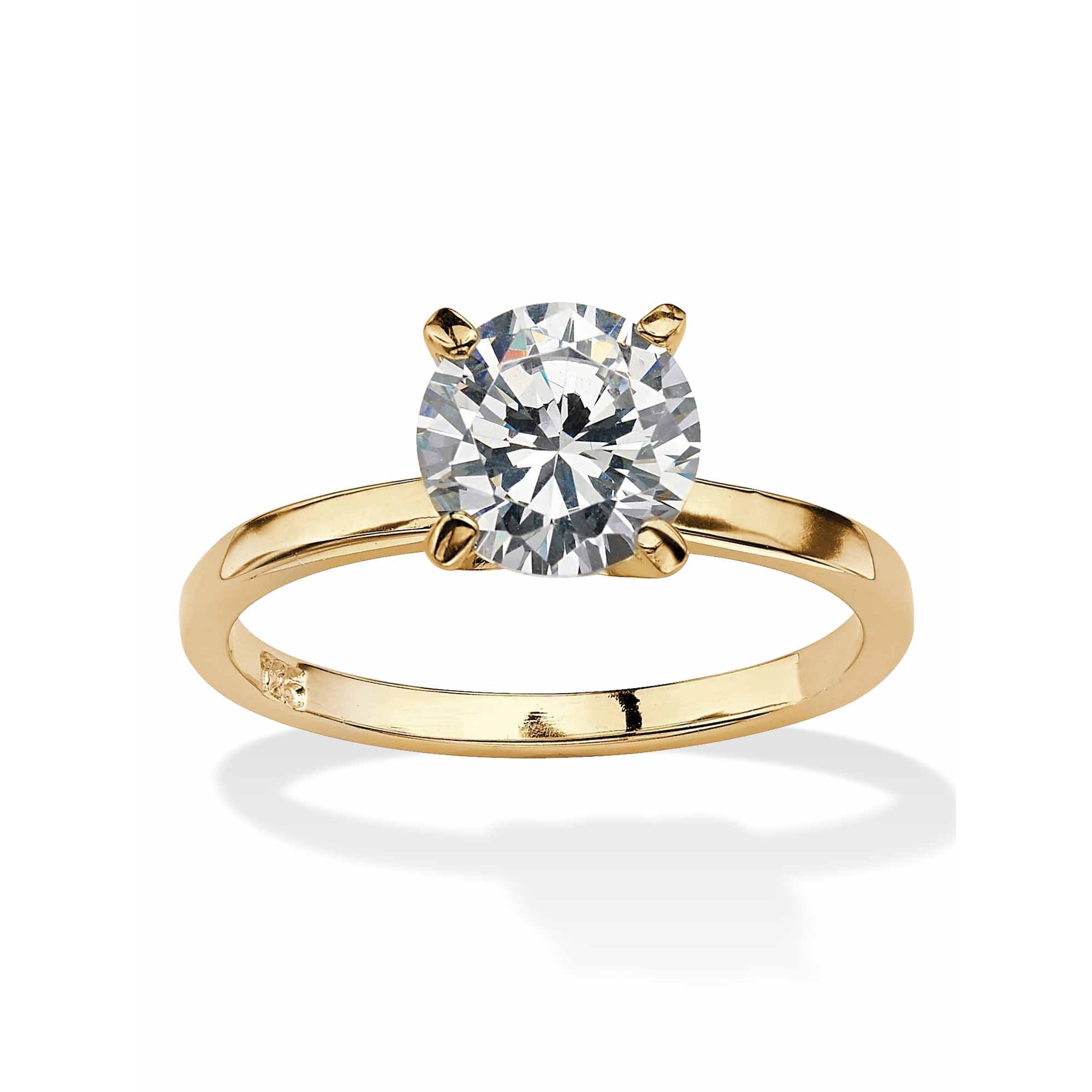 PalmBeach Jewelry Cubic Zirconia Solitaire Engagement Ring 2.0 TCW in Yellow Gold-Plated or Sterling Silver