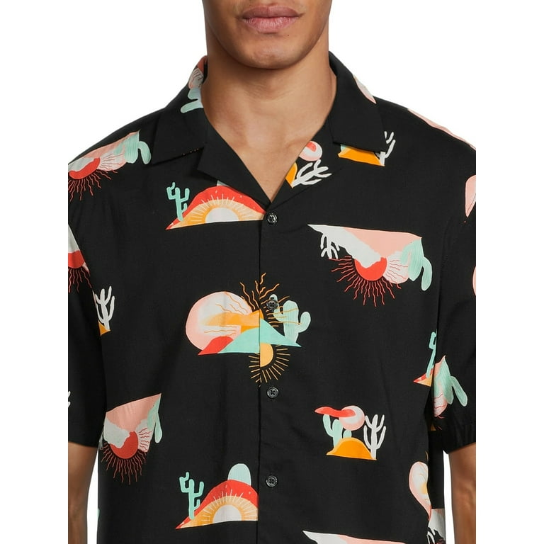 No Boundaries Men's & Big Men's Button-Down Rayon Shirt, Sizes XS