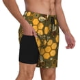 thumbnail image 2 of Gukieu Bees and Honeycombs Print Men's Double Layer Sports Swim Trunks, Quick Dry Adjustable Waist Swim Shorts Swimwear-3X-Large, 2 of 6