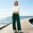 thumbnail image 2 of Evdexr Wide Leg Sweatpants Womens with Pockets Elastic Waist Baggy Trousers Fall Winter Palazzo Casual Pants Lightweight High Waisted Solid Color Joggers M, 2 of 6