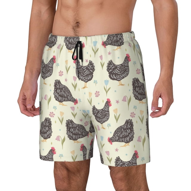 Balery Funny Chicken Bañador para hombre, shorts de playa de secado rápido con entrepierna y forro de compresión-XX-Large