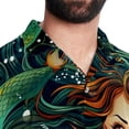 thumbnail image 5 of Mermaid Men's Short Sleeve Spread Collar Poplin Shirt, Casual Printed Button Down Summer Beach Tops for Men, Unisex Comfortable Shirts, 5 of 6