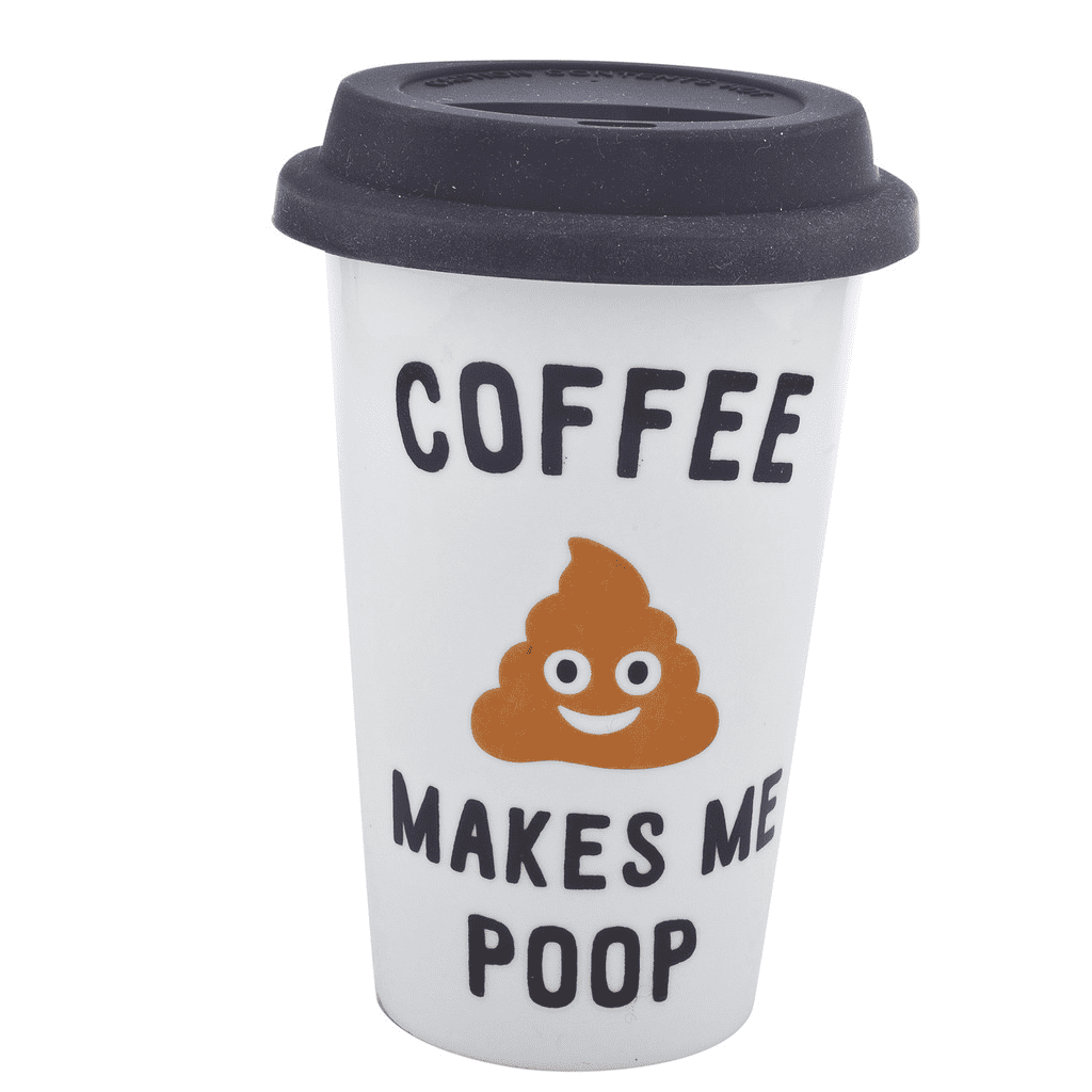Lux Accessories Black White Coffee Makes Me Poop Travel Coffee Mug Cup