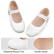 HOMEHOT Girls Dress Shoes Mary Jane Shoes for Girls Princess Ballerina Flats Back to School Shoes for Girls Party Wedding White Big Kid 4