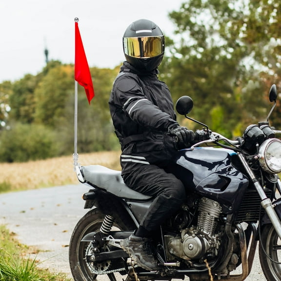 YOSADIER Motorcycle Safety Flag with Mounting Bracket for High Visibility and Secure Attachment - 1 Piece