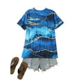 thumbnail image 4 of DYMADE Womens Summer V-Neck Short Sleeve Marble Print Basic T-Shirts, 4 of 4