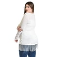 thumbnail image 3 of Blusa con flecos y manga transparente Roman Fashion /Tallas Extras, 163 (Blanco) blanco 40, 3 of 6