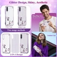 thumbnail image 3 of for Samsung A50 Phone Case Clear Glitter Sparkle, Luxury Shiny Samsung Galaxy A50 Case Flower Silicone TPU Protective Case Anti-Scratch Cover Purple Slim Soft (Silver-Purple), 3 of 14