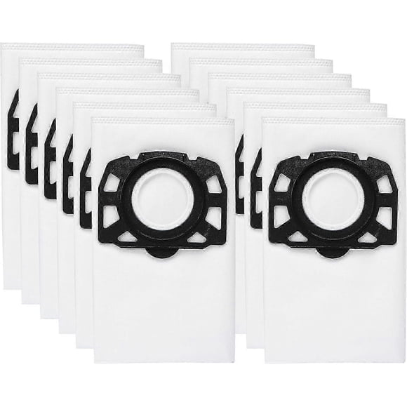 Pack of 12 KFI 487 Filter Bags for Karcher WD4, WD5, WD6 Vacuum Cleaners