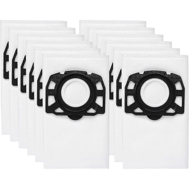 Pack of 12 KFI 487 Filter Bags for Karcher WD4, WD5, WD6 Vacuum Cleaners