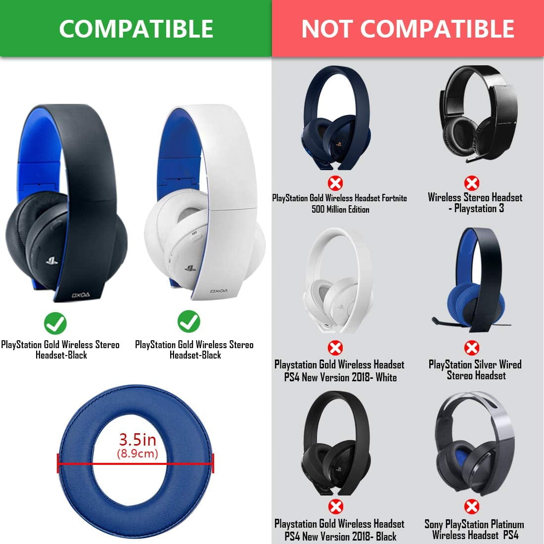Geekria Earpad for Playstation Gold Wireless Stereo Headset/Sony PS4 / PS3  / PSV Gold Wireless Headphone Replacement | Walmart Canada