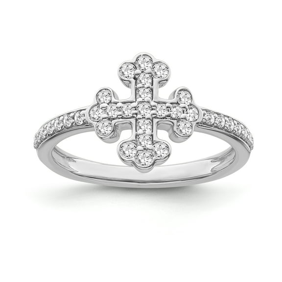 ARAIYA FINE JEWELRY 10K White Gold Diamond Cross Band Ring (1/3 cttw, I-J Color, I2-I3 Clarity), Size 6