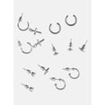 thumbnail image 3 of No Boundaries Silver-Tone Cross, Hoops and Studs Earrings, 6-Pack, Women's, 3 of 3