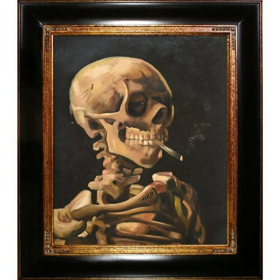Tori Home Skull of a Skeleton with Burning Cigarette by Vincent Van Gogh Framed Painting