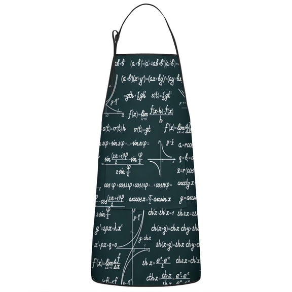 Math Equations Geometry Tools Green Pattern Apron-Garden Aprons for Women with Pockets-Cotton Linen Waterproof Kitchen Cooking Gardening Aprons Adjustable for Kitchen,Cooking,BBQ and Salon 33x27 Inch