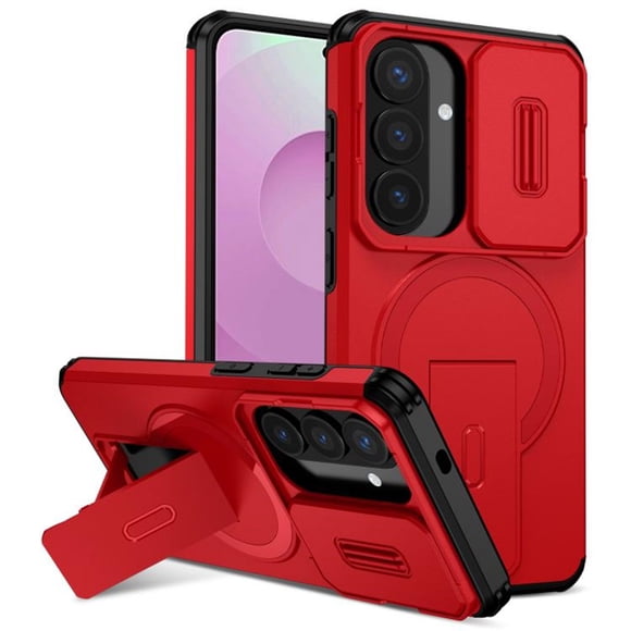 Funda para Samsung Galaxy S26 5G 6.3" con Soporte de Plegado Invisible, Carga Inalámbrica Magnética MagSafe, Carcasa Deslizante para Cámara, Funda Protectora Resistente a Prueba de Golpes y Caídas,