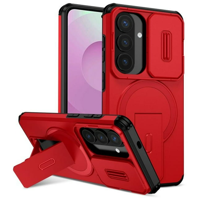 Funda para Samsung Galaxy S26 5G 6.3" con Soporte de Plegado Invisible, Carga Inalámbrica Magnética MagSafe, Carcasa Deslizante para Cámara, Funda Protectora Resistente a Prueba de Golpes y Caídas,
