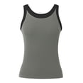 thumbnail image 4 of Women Summer Tops Womens Summer Sleeveless Tank Tops Ribbed High Neck Racerback Slim Fitted Color Block Casual Shirts Crop Thick Top Women Bodysuit College Clothes for Chiffon Business Army Green L, 4 of 5