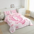 thumbnail image 3 of jejeloiu Monogrammed Q Queen Comforter Set,Cute Bowknot Bowtie Bedding Sets,Light Pink Bedding Comforter Set,Microfiber Room Decorative Reversible,3pcs, 3 of 8