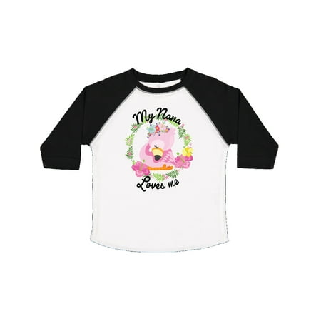 

Inktastic Baby Flamingo My Nana Loves Me with Flower Wreath Gift Toddler Boy or Toddler Girl T-Shirt