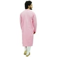 thumbnail image 5 of Atasi Men's Pink Kurta Pyjama Set Long Cotton Shirt Indian Ethnic Wear-Small, 5 of 7