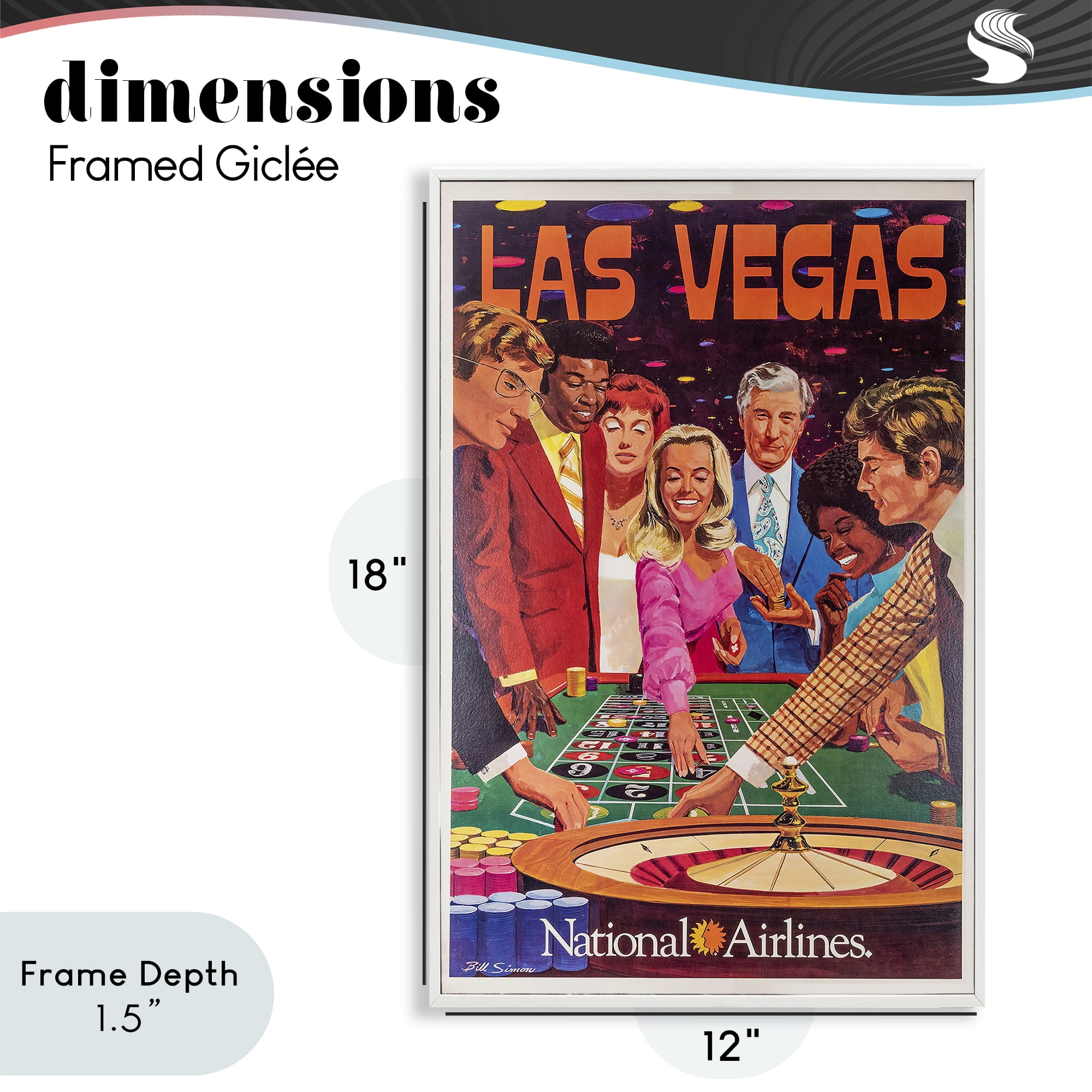 Stupell Industries Vintage Las Vegas Casino White Framed Giclee Art, design by Vintage Posters