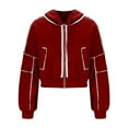 thumbnail image 4 of VEKDONE Womens Full Zip Up Cropped Jacket Y2k Sweatshirts Hoodie Jackets Fall Long Sleeve Drawstring Hooded Pullover Fashion Coats with Pockets, 4 of 8
