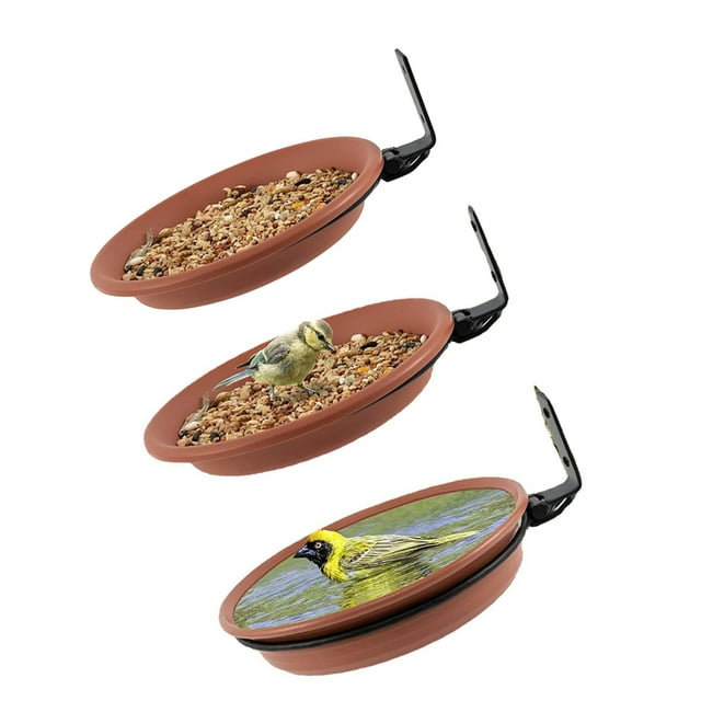 Toystoory Alimentador de colibrí, bandeja de alimentación colgante de plástico, cuenco de agua para exteriores, bebedero de aves de gran capacidad para tres capas