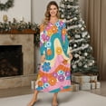 thumbnail image 4 of SEANATIVE Women's Sleepshirts Long Sleeve Cozy Button Front Nightshirt Long Length Pajama Dress Night Gown for Sleep Bedtime Home Relaxation, 2XL, Groovy Hippie Flower Daisy, 4 of 7