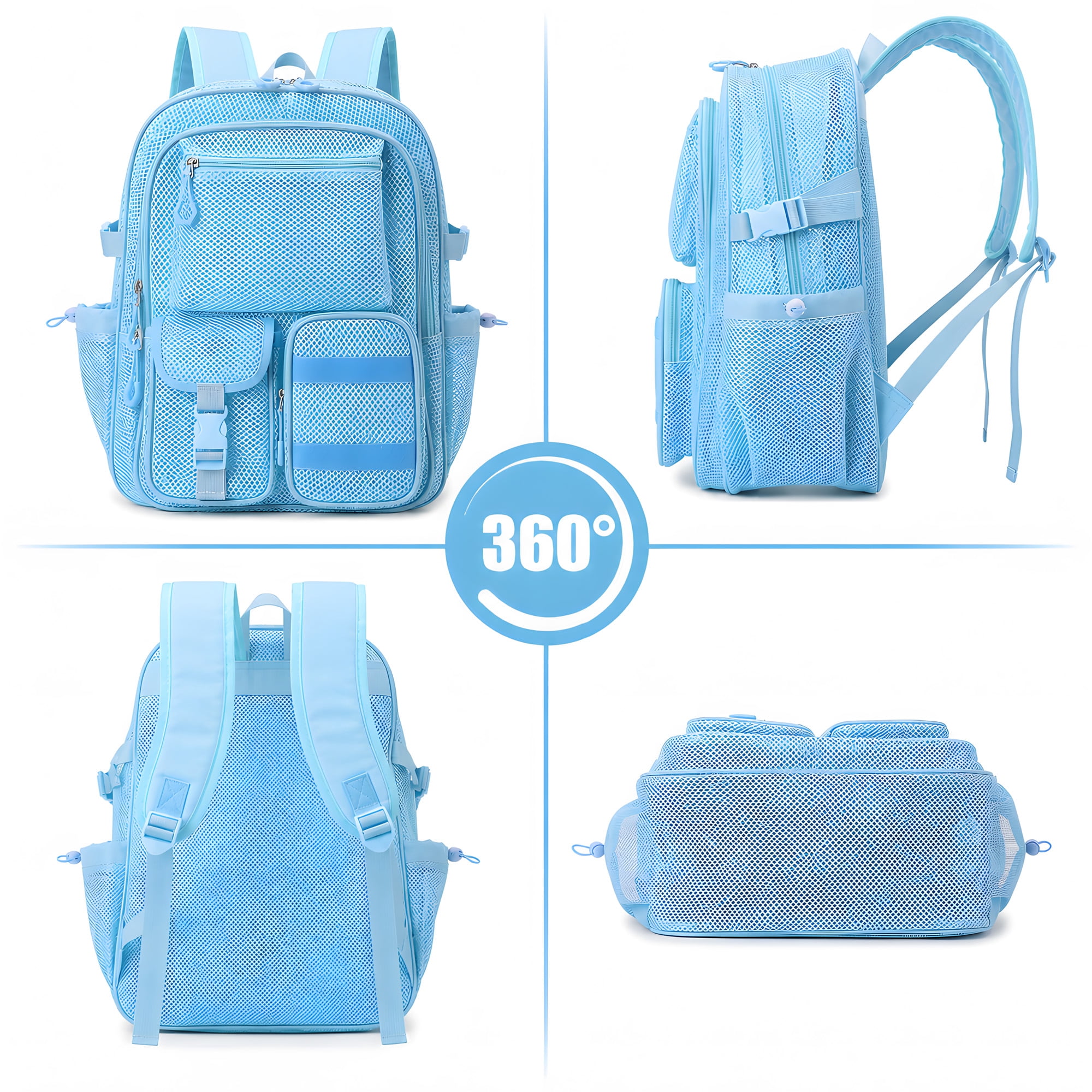 Soda Candy Heavy Duty Mesh Backpack See Through School Bookbag for School Swim Beach Travel
