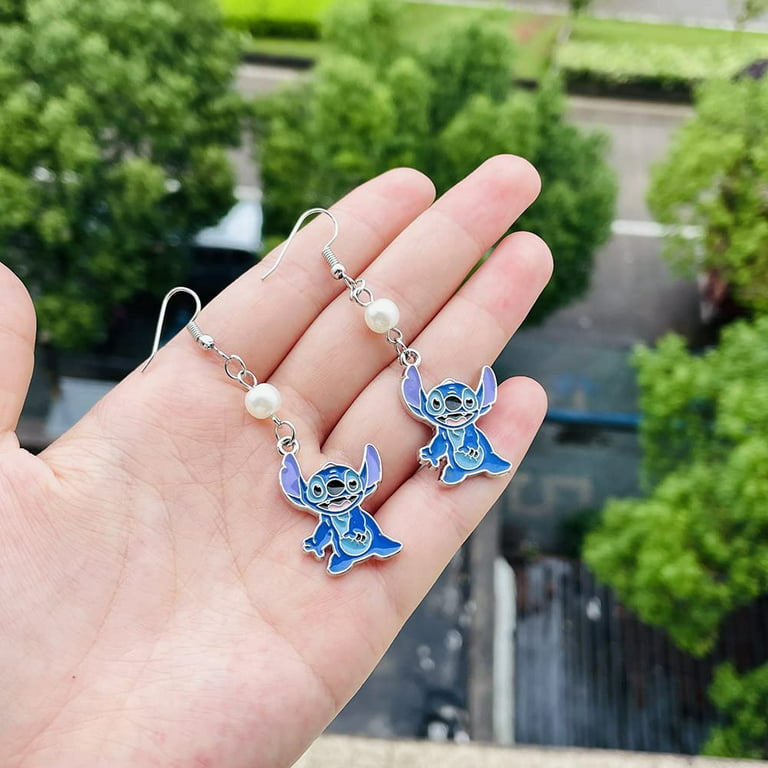 Kefeng Jewelry Anime Stitch Ohana Family Earrings - with Birthstone Ohana Angel Jewelry for Women Family Friend Birthday Gifts for Friends Sister