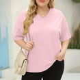 thumbnail image 2 of T-shirt Décontracté Col en V Coupe Ample pour Femmes Manches Courtes Confortables, 2 of 4