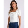 thumbnail image 4 of DARING DIVA Women's Square Neck Puff Sleeve Victorian Vintage Top XL White, 4 of 6