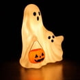 thumbnail image 5 of Halloween Cute Ghost Decor, Resin Ghost Lamp Figurine With Pumpkin Bucket for Spooky Halloween Tabletop Decor, 5 of 7