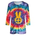 thumbnail image 5 of ZVAVZ Chemises de Pâques Chrétiennes pour Femmes, Mode Féminine Chemises à Col Rond Imprimé Floral Jour de Pâques Manches 3/4 Chandail Habillé Décontracté T-Shirts d'Été en Liquidation Multicolore 3TG, 5 of 5
