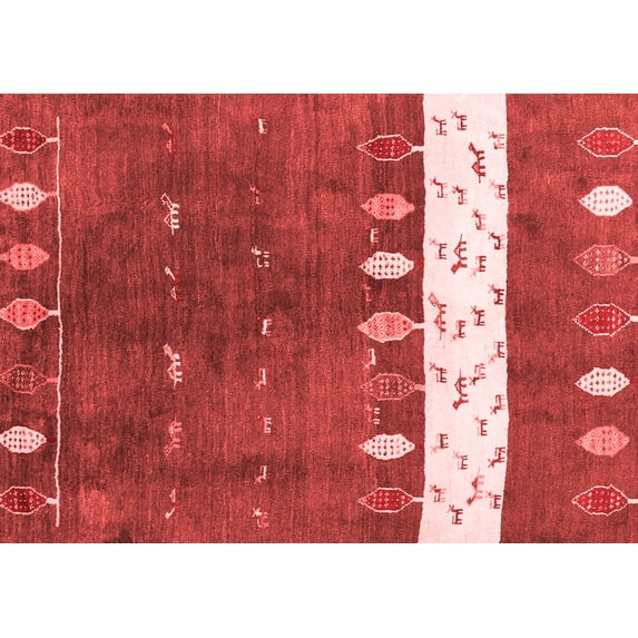 Ahgly Company Indoor Rectangle Abstract Red Contemporary Area Rugs, 2' x 3'