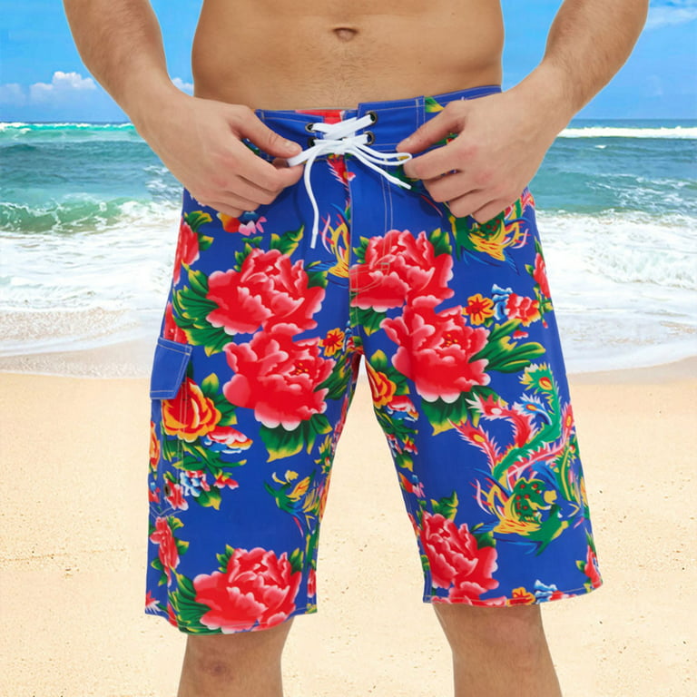 PMUYBHF Men Swim Trunks Men's Spring and Summer Casual Floral Suit