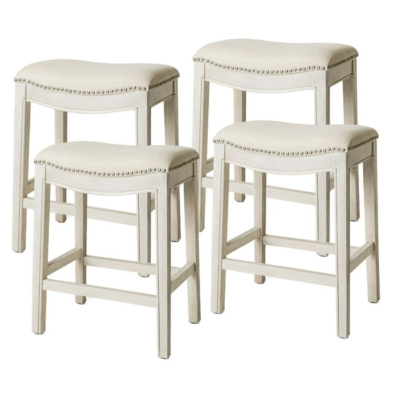 Open Box Maven Lane Adrien Saddle Bar Stool, White Oak, Counter Height (4 Pack)